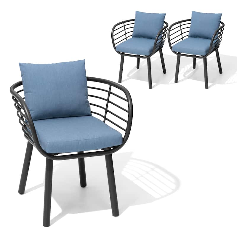 Outdoor Patio Aluminum Dining Chairs with Sunbrella Fabric Cushion - see picture