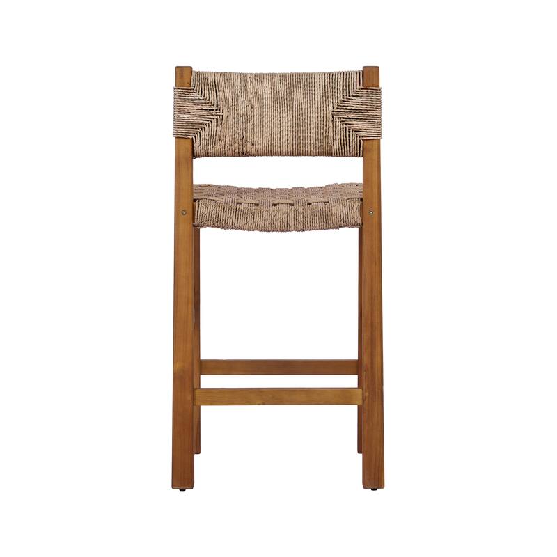 Christopher Knight Home - Modern Acacia Wood Outdoor Bar Stools with Teak Finish and Wicker Back Patio Chairs