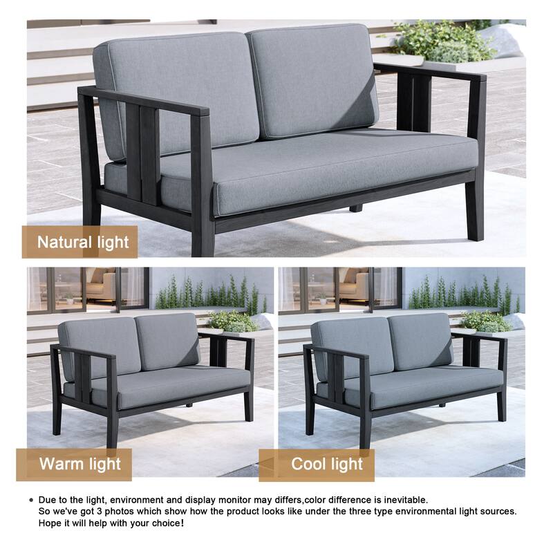Outdoor Teak Solid Wood Patio Furniture Set Loveseat Armchair Table Collection
