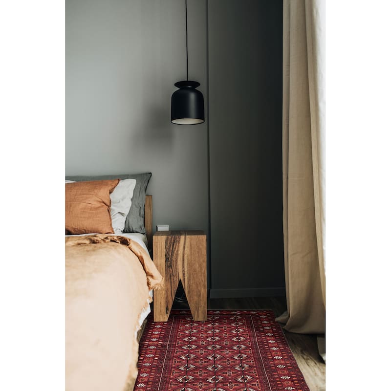 ECARPETGALLERY Hand-knotted Baluch Dark Red Wool Rug - 4'4 x 7'7