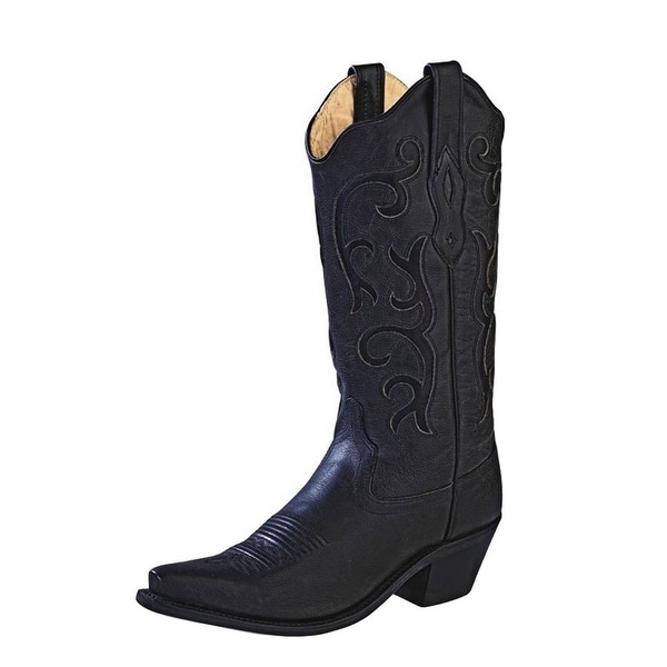 Old West Cowboy Boots Womens Stitching Leather Insole Black. Opens flyout.