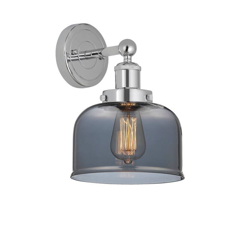 Innovations Lighting 616-1W-10-7-L Bell Sconce Bell 10" Tall Wall - Polished Chrome / Plated Smoke