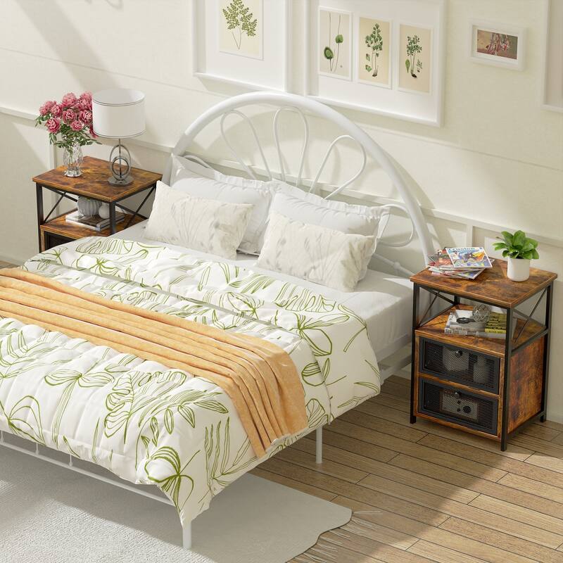 VECELO Night Stand, End Side Table with Storage Space and Door,Modern Nightstands for Living Room,Bedroom
