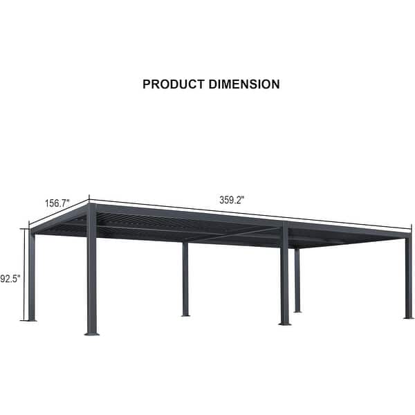 dimension image slide 23 of 36, PURPLE LEAF Outdoor Louvered Pergola with Adjustable Metal Roof for Patio Pergola