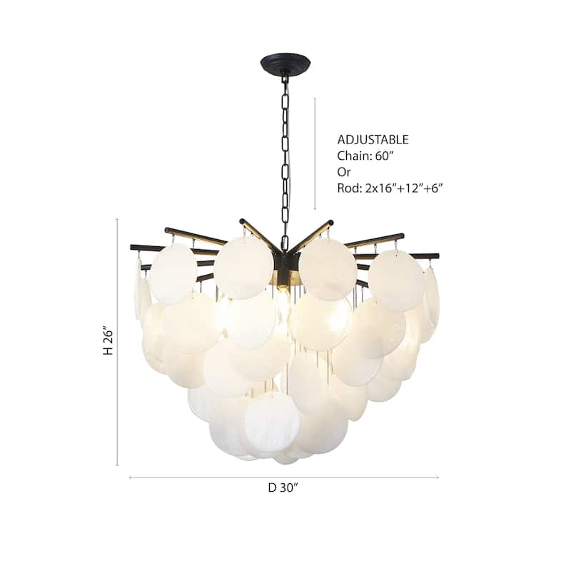 Transitional 7-Light White Petal Glass Chandelier
