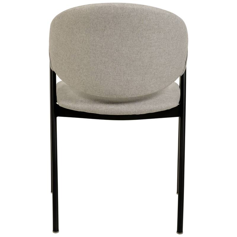 LeisureMod Mid-Century Modern Upholstered Dining Chair in Polyester with Curved Back and Iron Base for Home & Kitchen