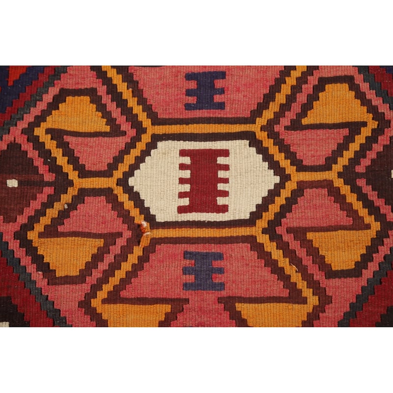 Red Kilim Qashqai Persian Area Rug Flatweave Wool Carpet - 5'4" x 7'11"