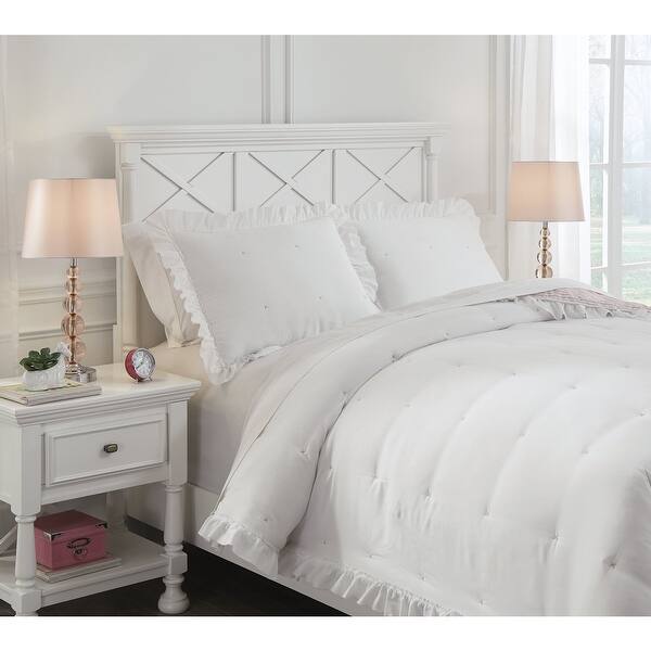 Jenalyn Casual Youth White Light Pink Comforter Set Overstock 32015033