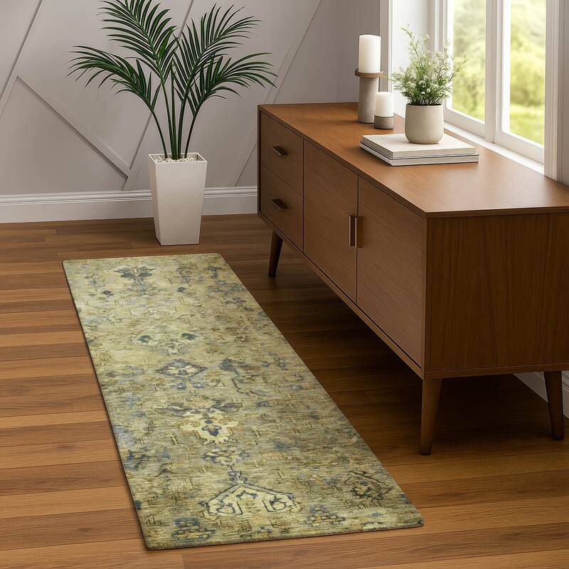 Machine Washable Indoor/ Outdoor Traditional Serenity Chantille Rug