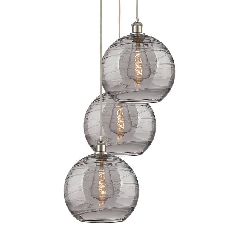 Innovations Lighting 113B-3P 41 19 Athens Deco Swirl Pendant Athens - Brushed Satin Nickel / Light Smoke Deco Swirl