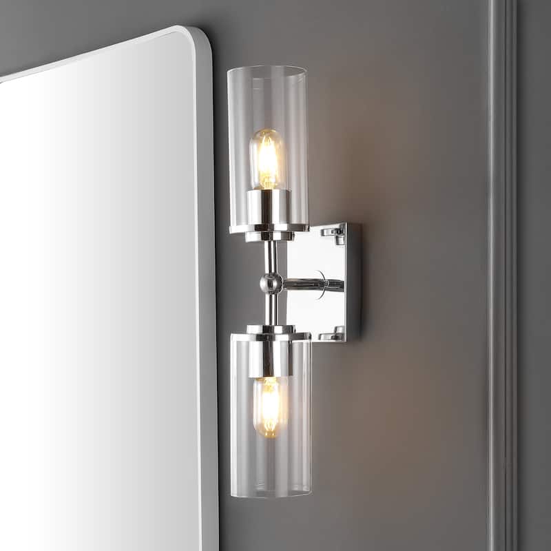 SAFAVIEH Lighting Gien 6" Modern & Contemporary Wall Sconce (2-Bulb) - 6" W x 5" D x 21" H - 6Wx5Dx21H