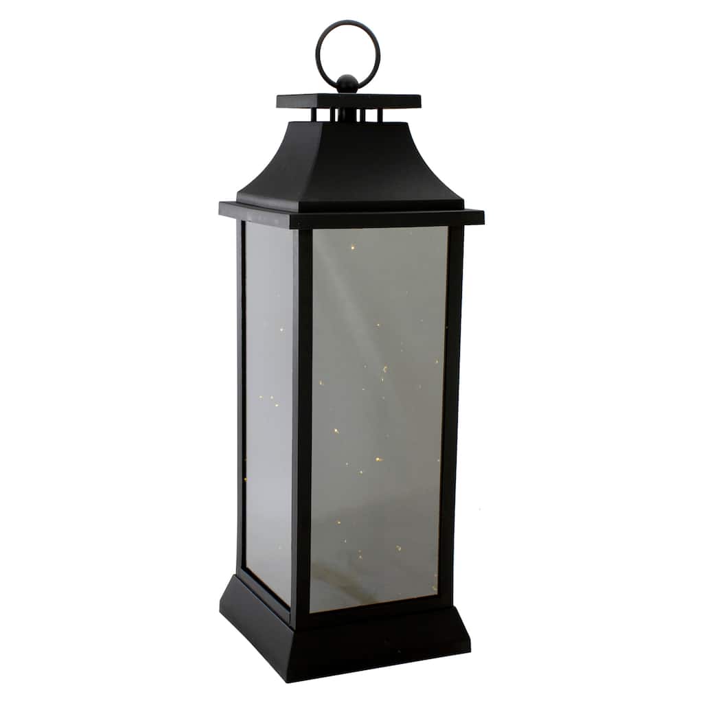 LED Lighted Flickering Lantern - 19" - Warm White Lights - Black