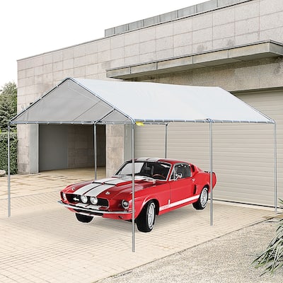 Outsunny 10' x 20' Heavy Duty Carport Awning Canopy with Included Anchor Kit & Weather-Resistant PE Roof