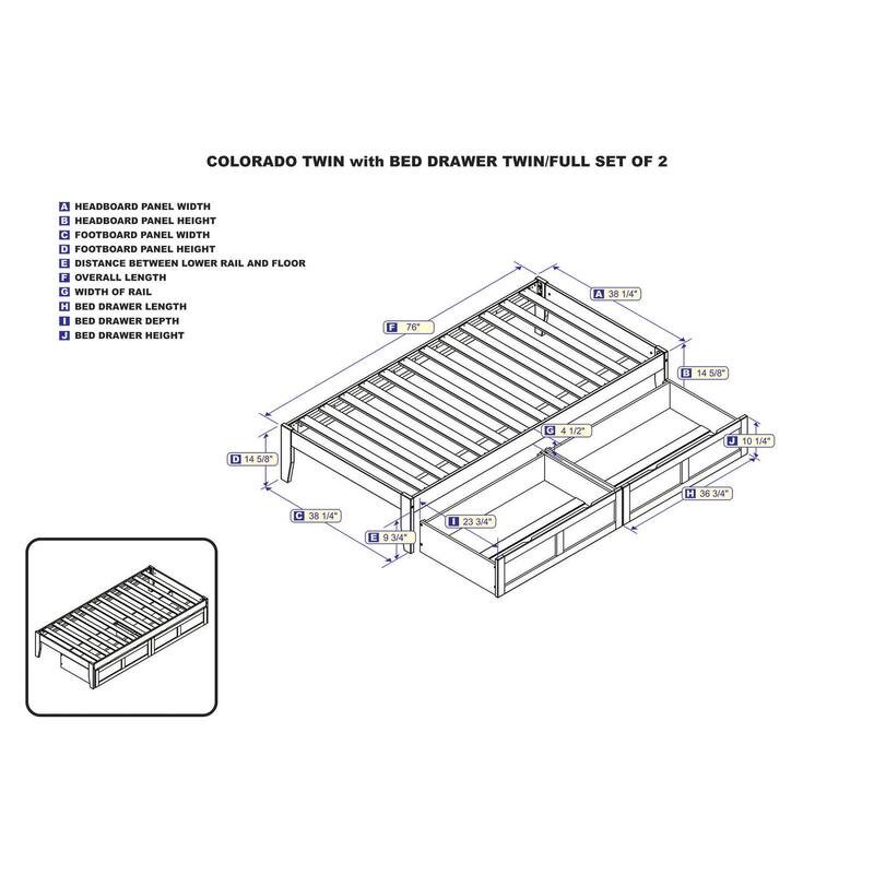 Twin Bed with Drawers - Espresso Finish, Modern Glam Bedroom Furniture