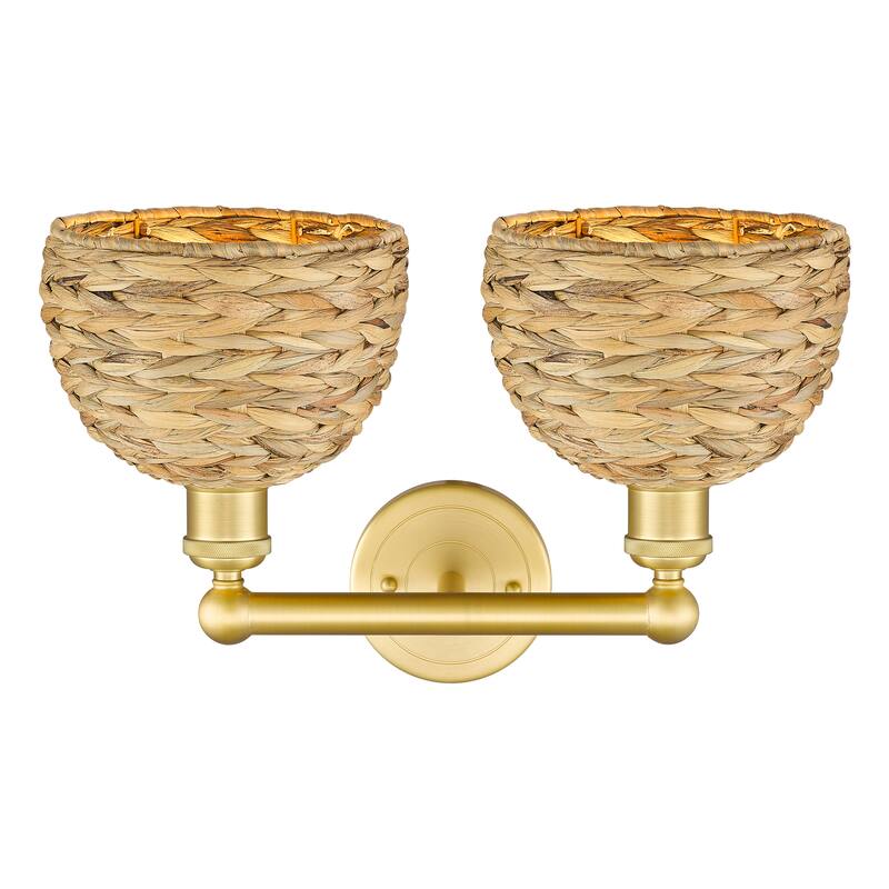 Innovations Lighting Endless Possibilities Edison - Woven Rattan - 2 Light 17" Bath Vanity Light