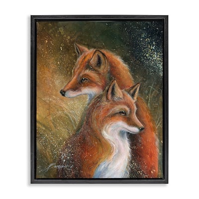 Stupell Fox Pair Portrait Framed Floater Canvas Wall Art Design By Jody Bergsma