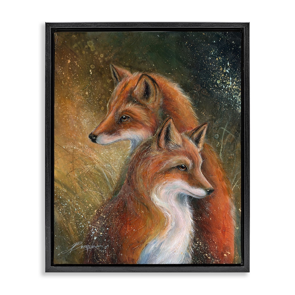 Stupell Fox Pair Portrait Framed Floater Canvas Wall Art Design By Jody Bergsma