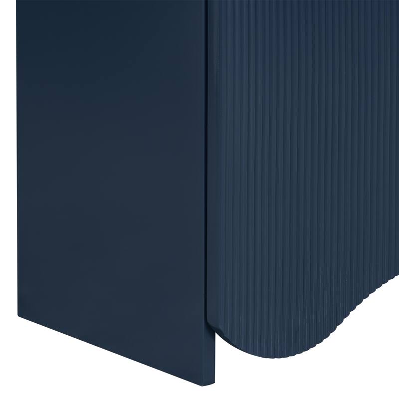 Vertical Stripes & Wavy Storage Cabinet, Sideboard Buffet Cabinet Console Table with 4 Doors and Adjustable Shelving