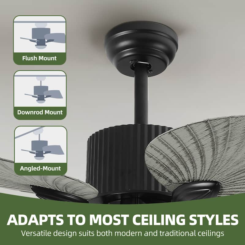 Moasis 44 Inch 5 Blades Tropical Palm Ceiling Fans with Lights and Remote Control