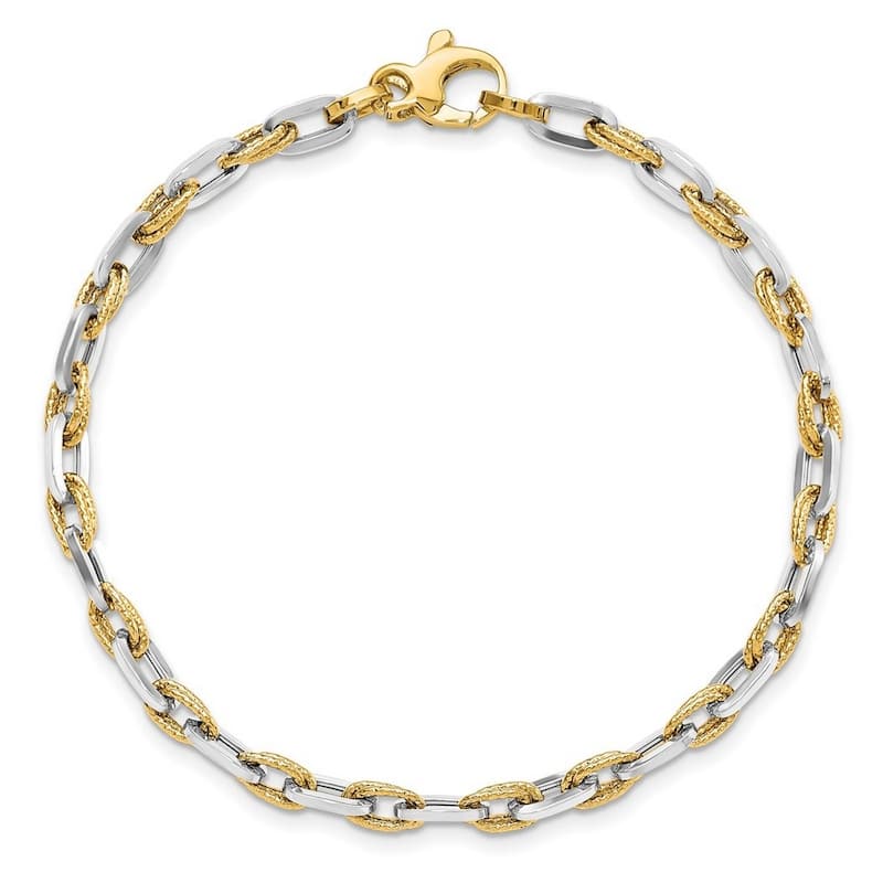 Curata 2.28mm 14k Two tone Gold Polished Sparkle Cut Bracelet 7.5 Inch