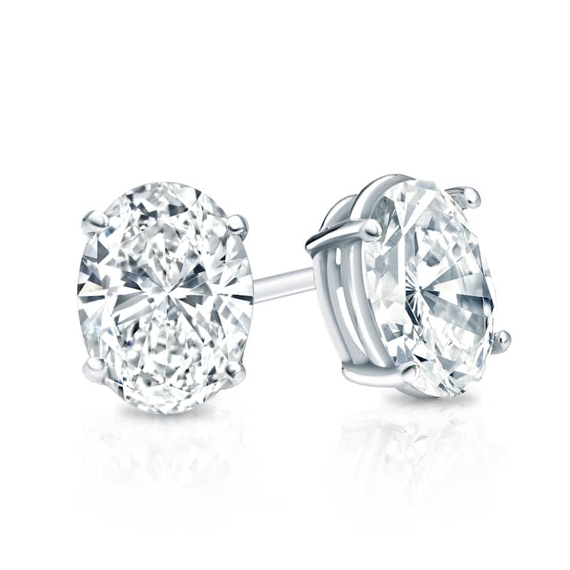 Auriya Natural Oval 4-Prong Diamond Stud Earrings 1.00 to 3.00 ct. tw. Push-Back (F-G VS)