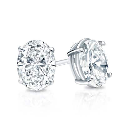 Auriya Natural Oval 4-Prong Diamond Stud Earrings 1.00 to 3.00 ct. tw. Push-Back (F-G VS)