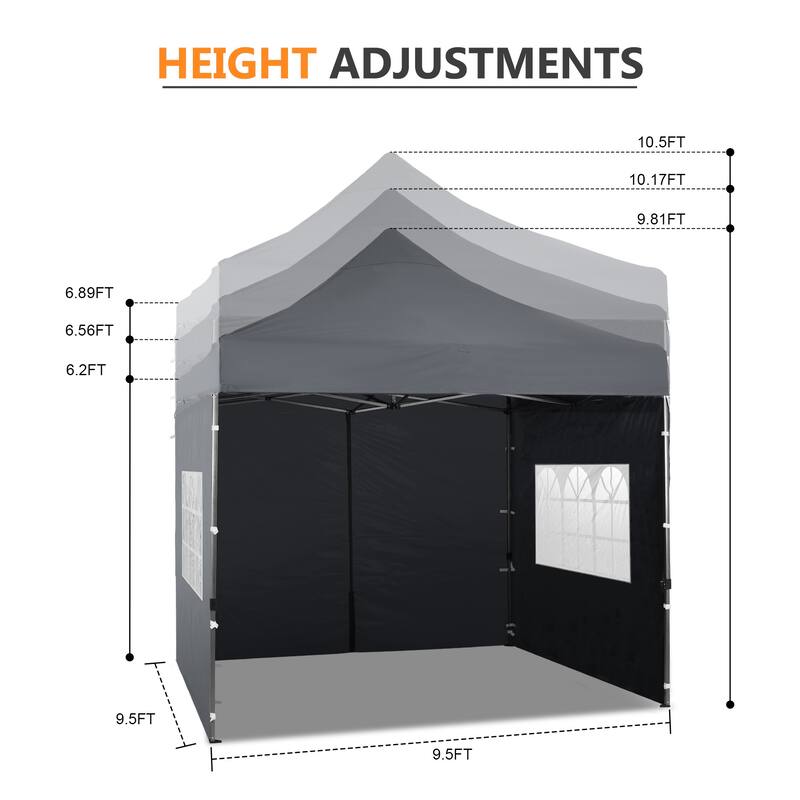 Aoodor 10' x 10' Pop Up Canopy with Church Windows Sidewalls - 10x10ft