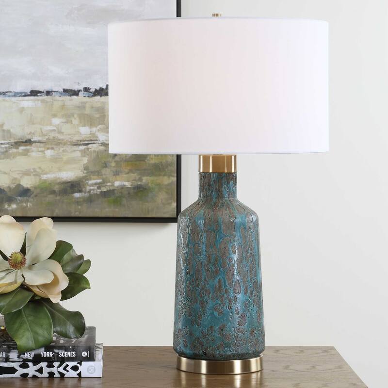 Uttermost Dauphine Cracked Teal Table Lamp - N/A