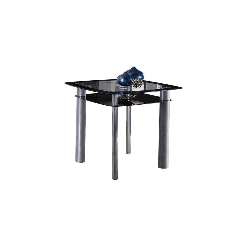 Cinnamon Black Faux Leather Glass Square Counter Height Set