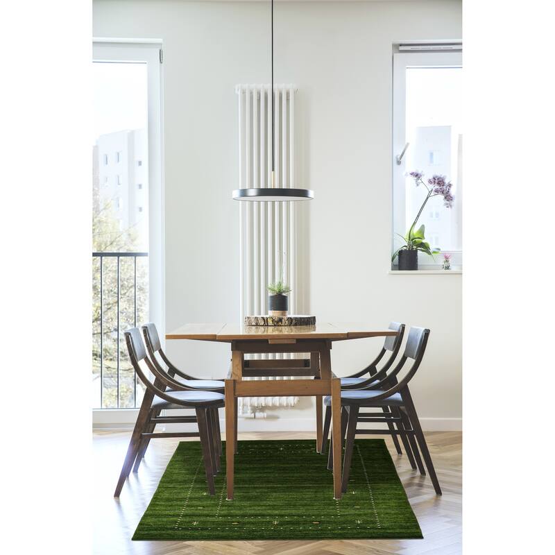 ECARPETGALLERY Hand Loomed Kashkuli Gabbeh Green Wool Rug - 5'1 x 7'11