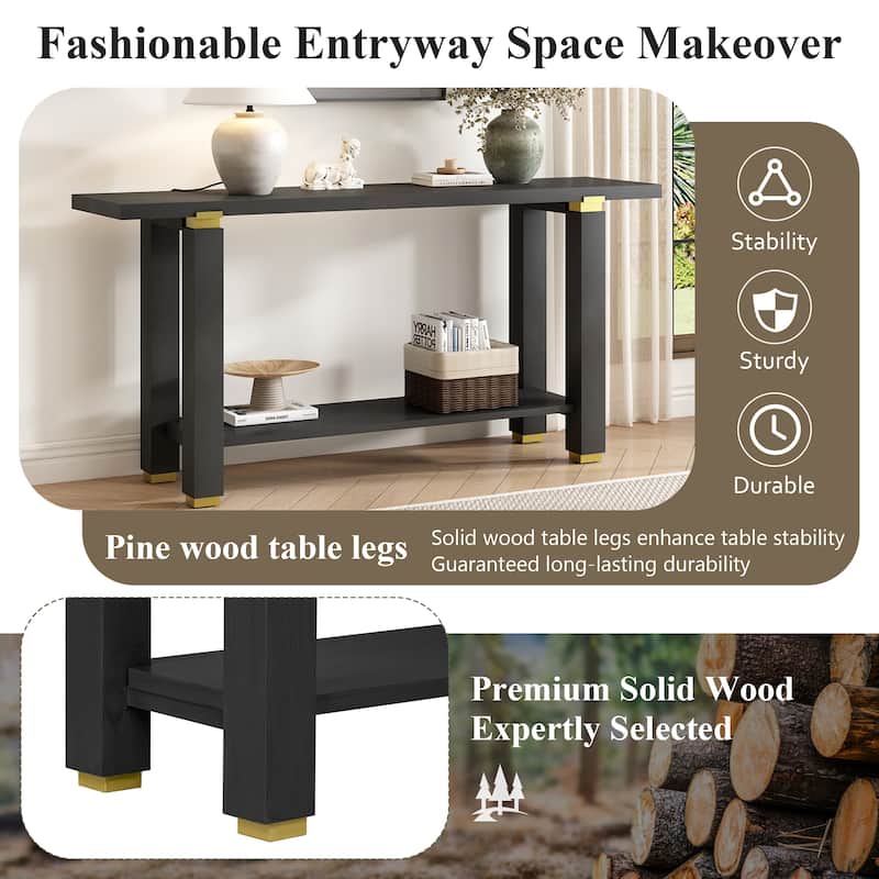 62.9" Vintage Entryway Table with Natural Grain Living Room