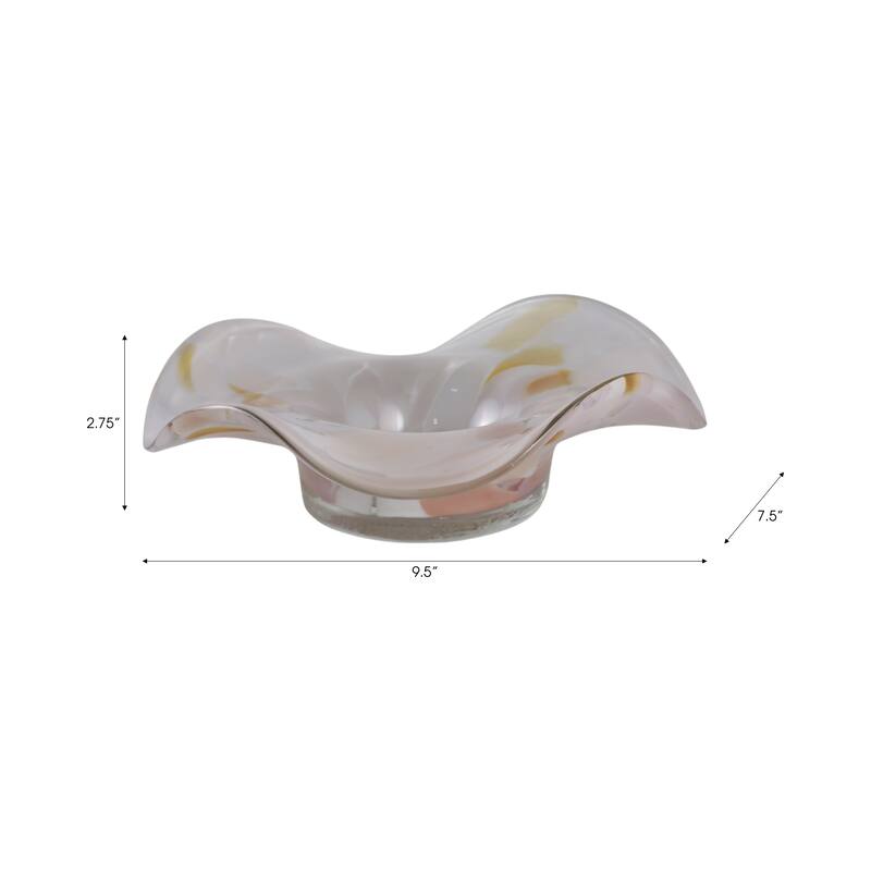 Glass Decorative Bowl Wavy Freeform Silhouette Home Decor - 9" Yellow - 9.5" x 7.5" x 2.75"