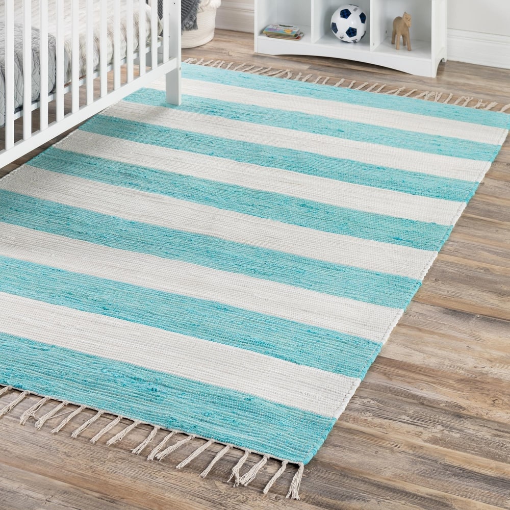Solid/Striped Emaburn Collection Area Rug