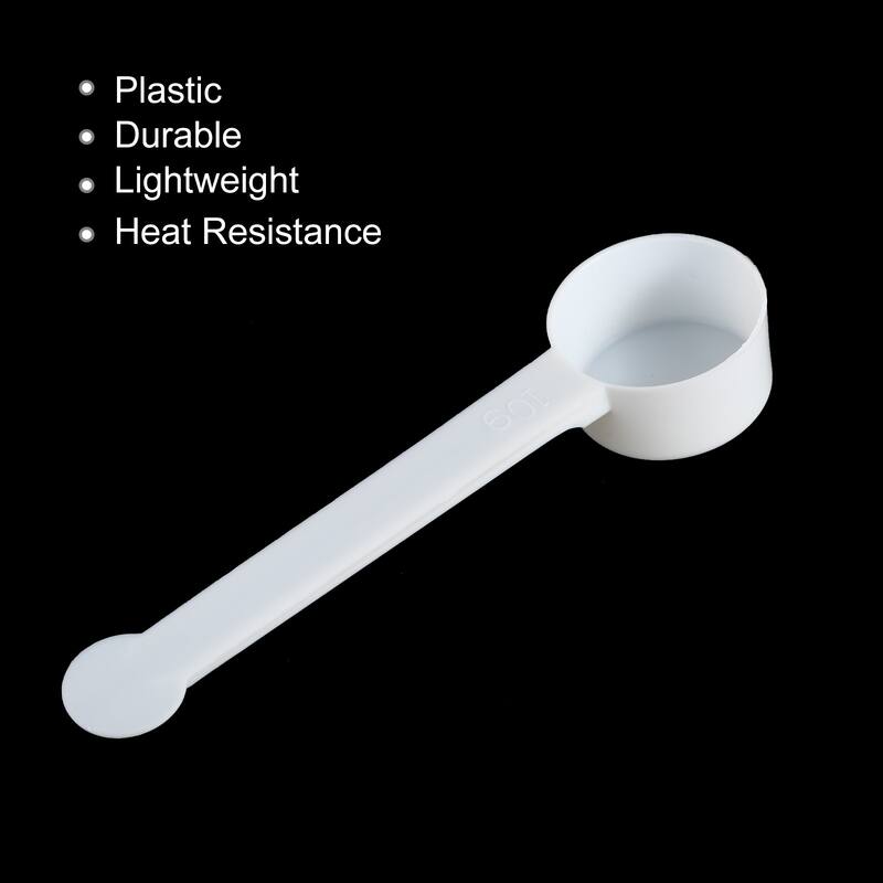 4.3" x 1.1" 10g Long Handle Plastic Measuring Spoons, 20Pcs Flat - White