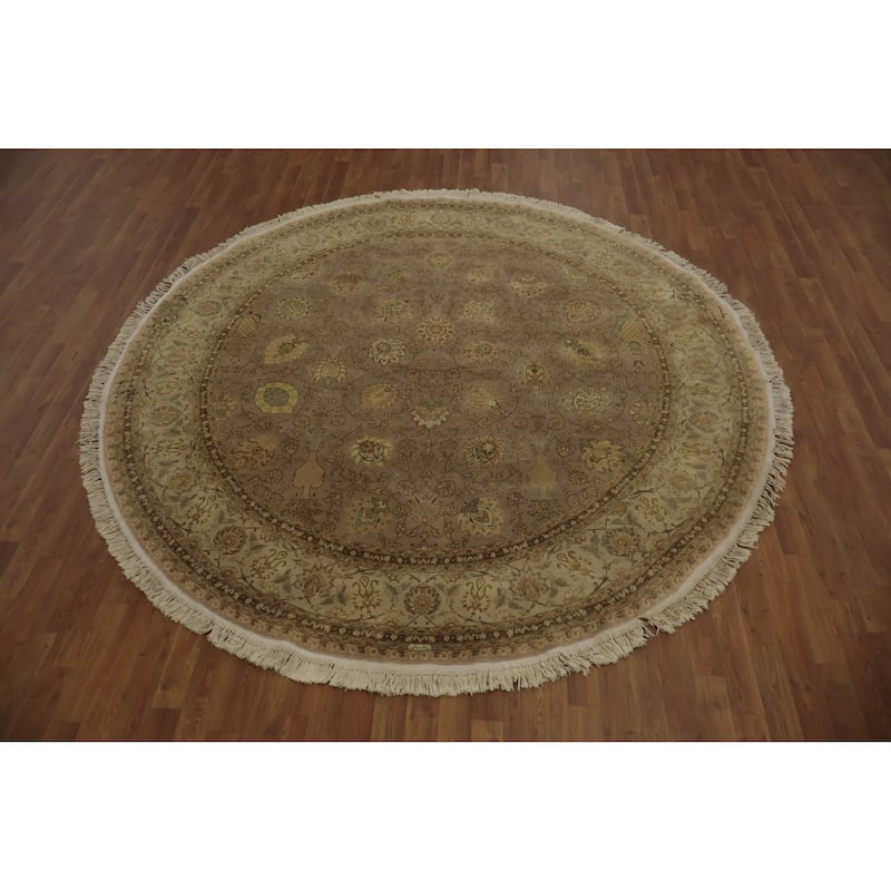 Hand Knotted Oriental 100% Wool Carpet Traditional All-Over Purples Peshawar Area Rug - 8' 2'' X 8' 1''