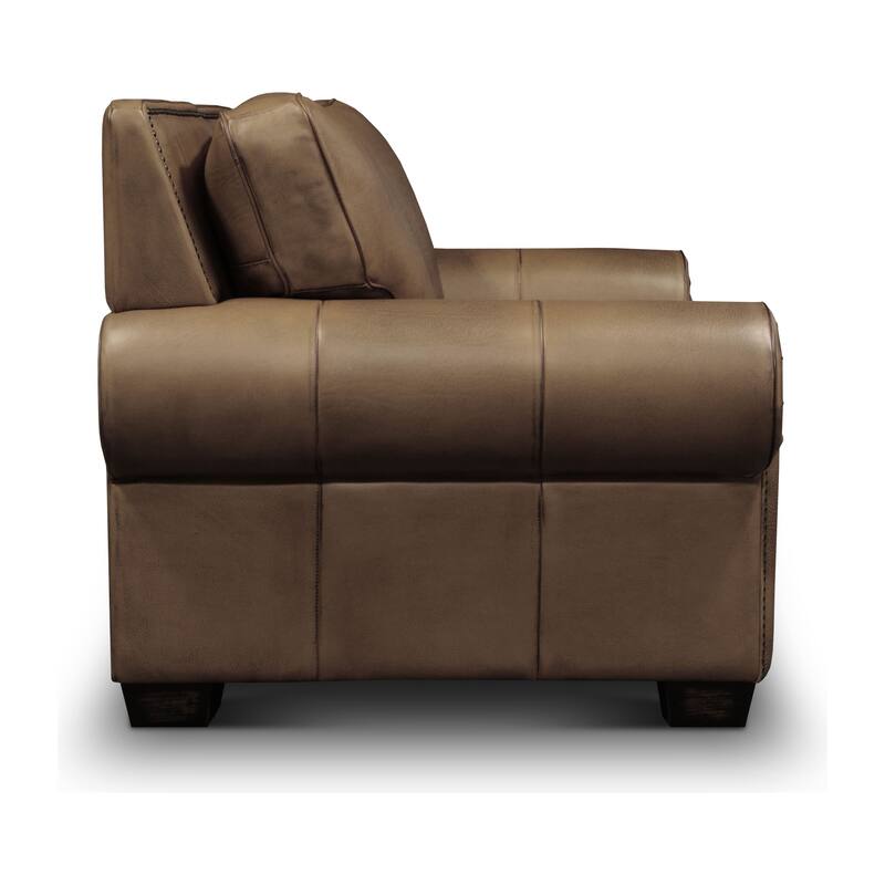 Valencia Top Grain Hand Antiqued Leather Traditional Loveseat