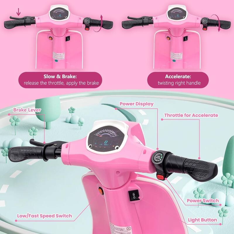 Electric Motorcycle for Big Kids, 24V 350W Kids Ride on Moped