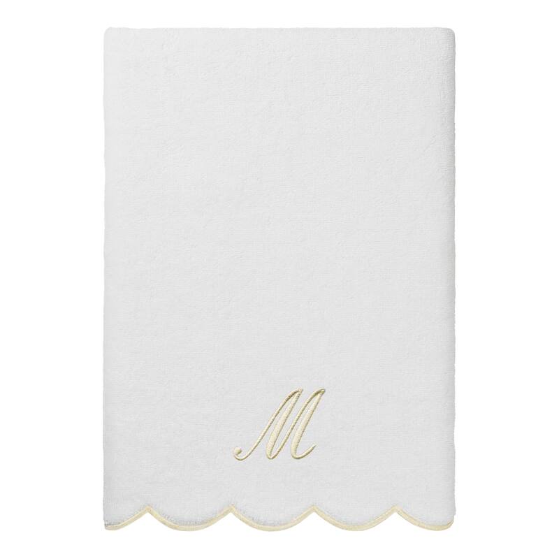 Authentic Hotel and Spa 100% Turkish Cotton Beige ADORNIA Scallop Personalized 3 Piece Towel Set - 3 Piece Set