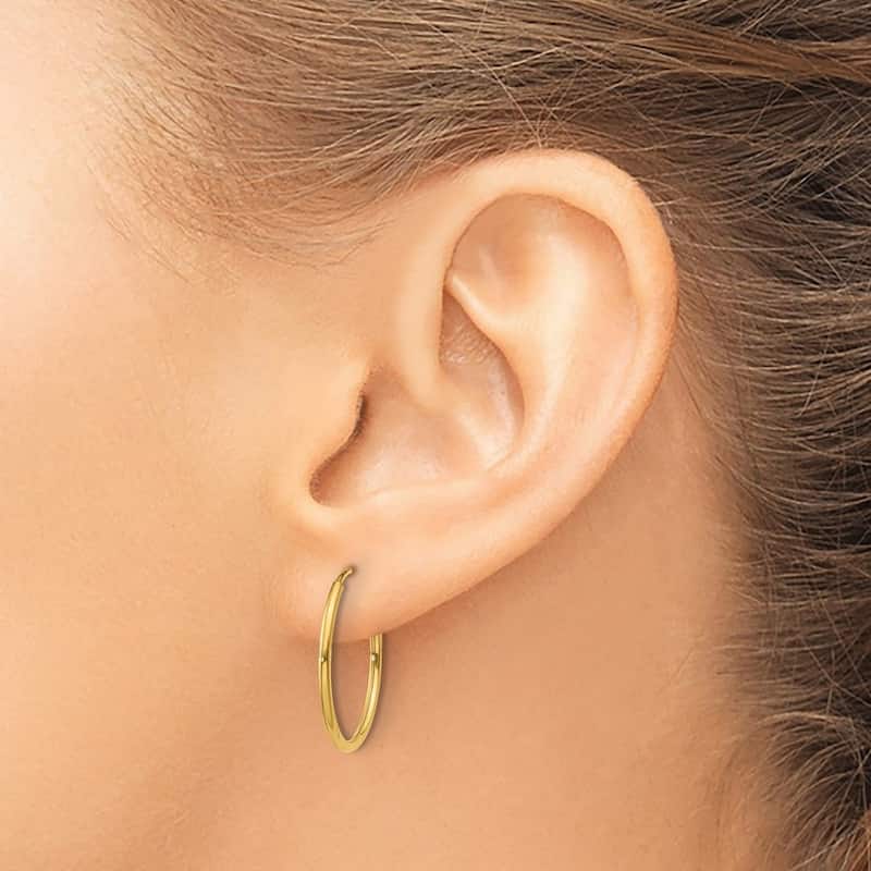 Curata 14k Yellow Gold 17x17mm Endless Hoop Earrings -
