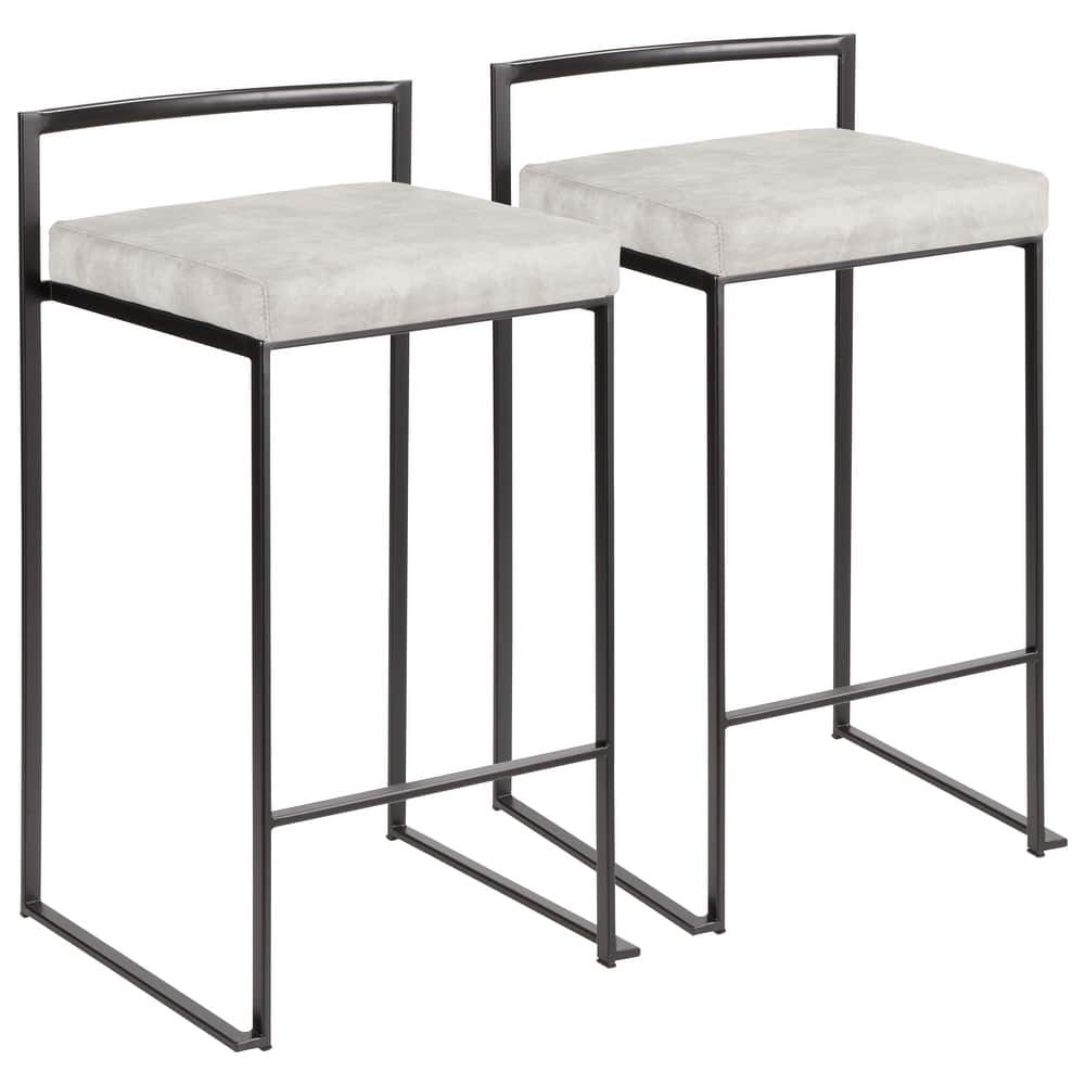 Porch & Den Forrest Contemporary Black Stackable Fully Welded Counter Stool (Set of 2)