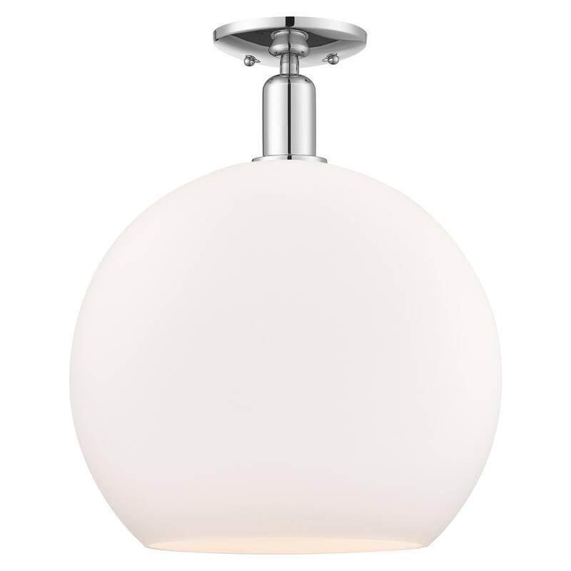 Innovations Lighting 716-1C-19-14 Athens Semi-Flush Athens 14" Wide - Polished Chrome / Matte White