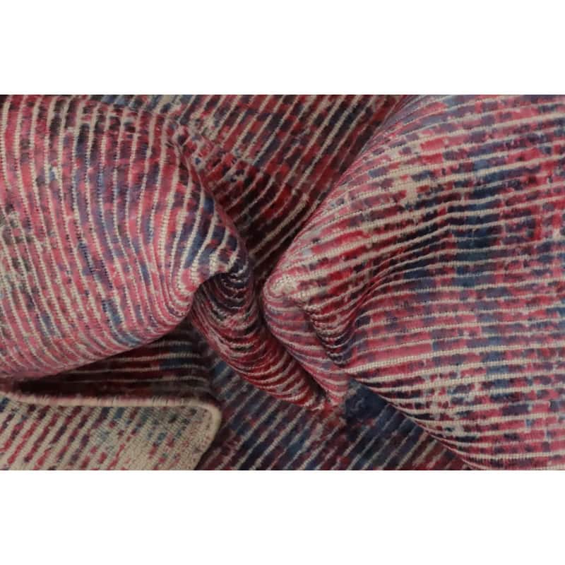 Hand Knotted Oriental Viscose Silk Carpet Modern Abstract Pink Abstract Area Rug - 7' 6'' X 5' 5''