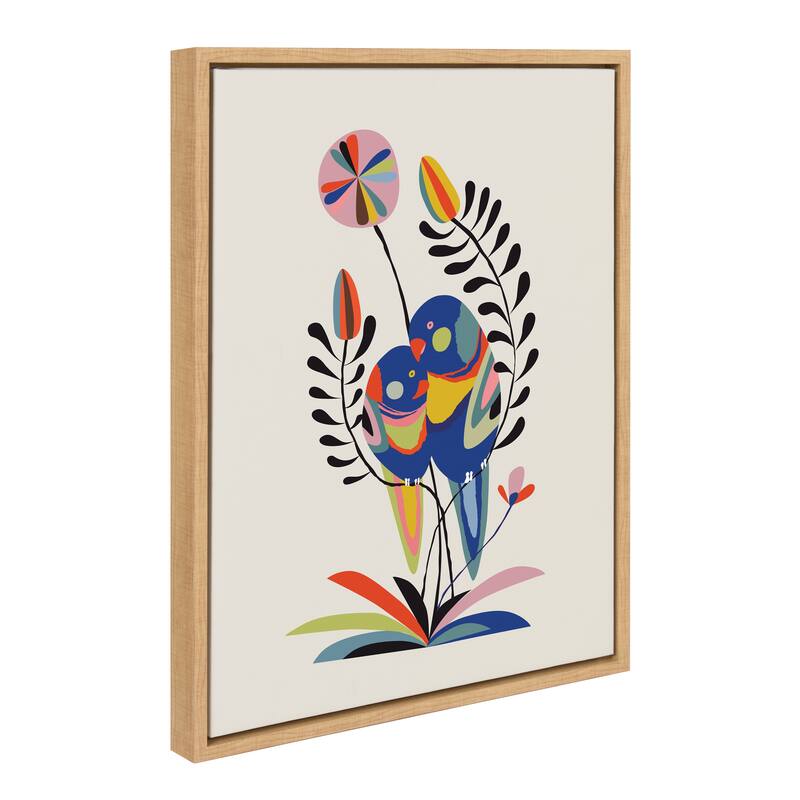 Kate and Laurel Sylvie Rainbow Lorikeet Framed Canvas by Rachel Lee