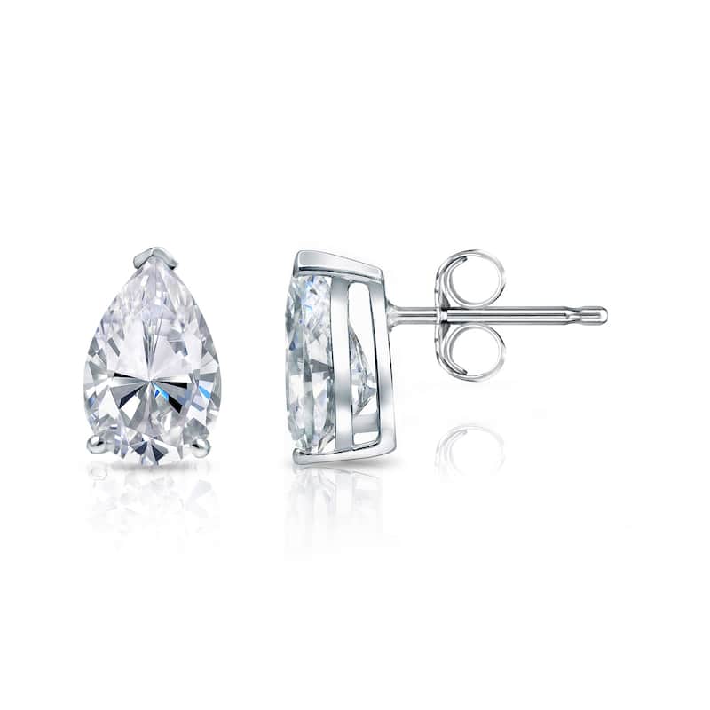 Auriya 14k Gold 3/5ctw Pear Shape Diamond Stud Earrings (I-J, I1-I2) - White