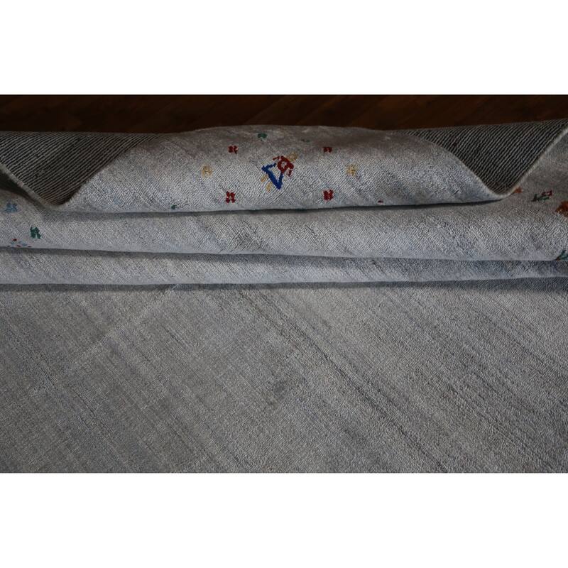 Hand Knotted Oriental 100% Wool Carpet Tribal Tribal Greys & Charcoal Gabbeh Area Rug - 12' 4'' X 9' 1''