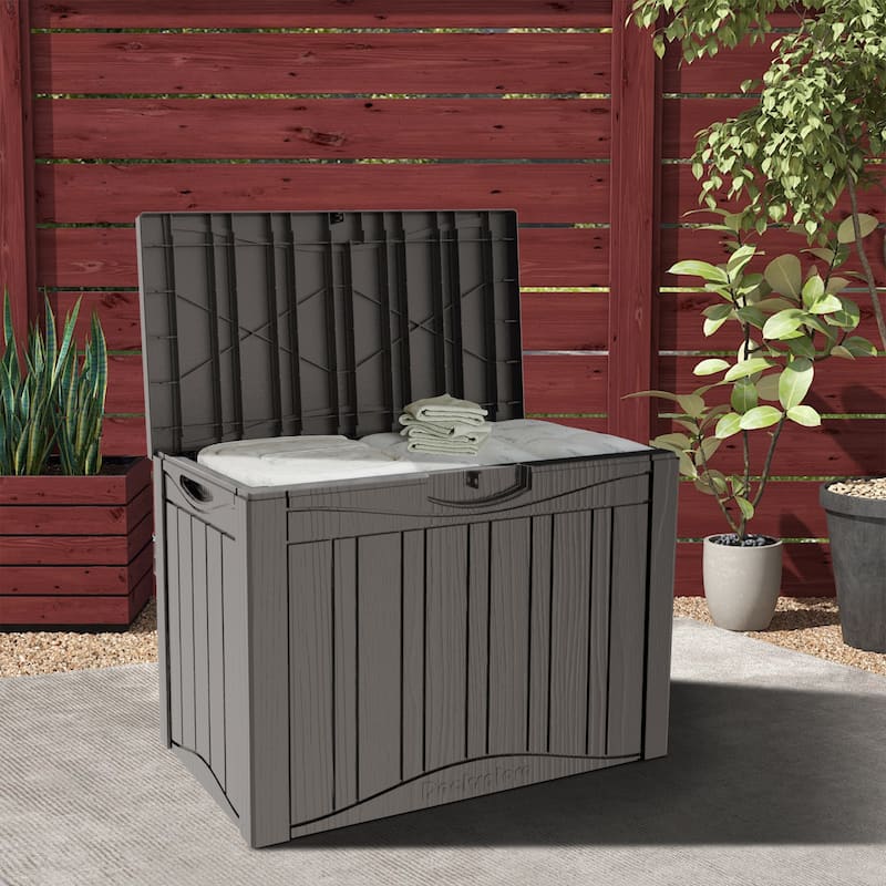 45 Gal. Resin Outdoor Patio Storage Deck Box - Light Coffee