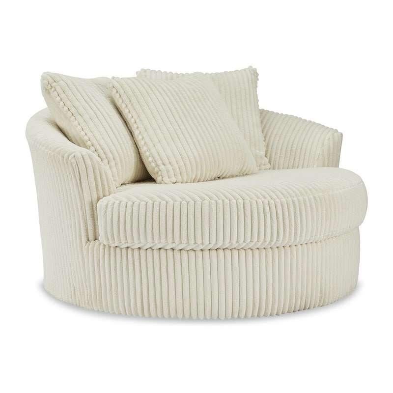 Signature Design by Ashley Lindyn Ivory Oversized Swivel Accent Chair - 58"W x 55"D x 36"H