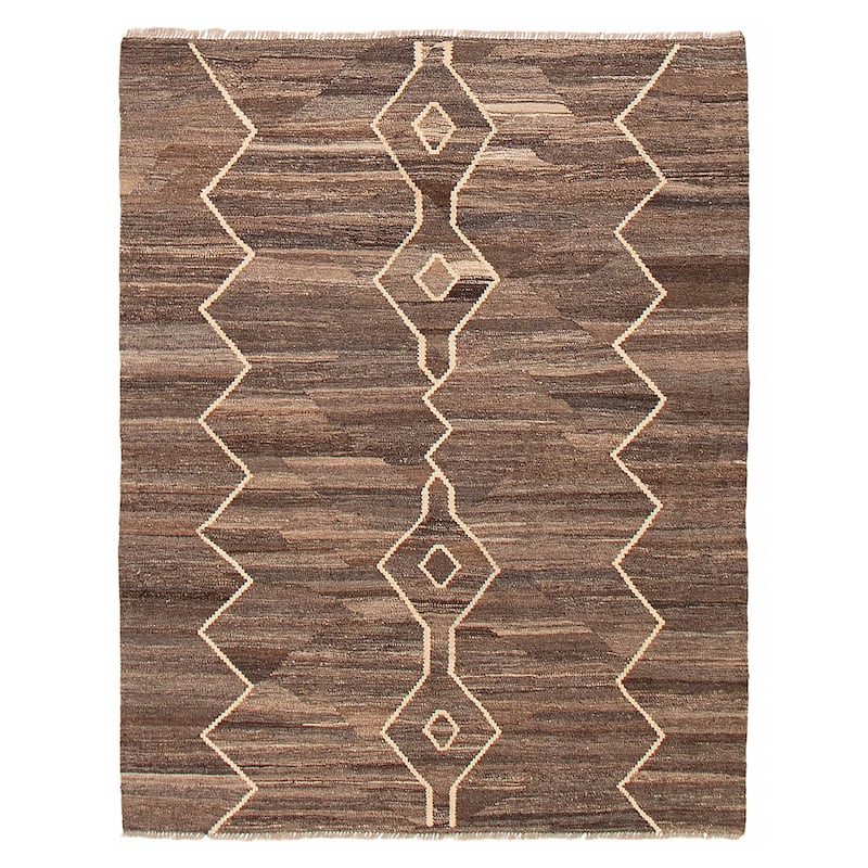 Sivas Brown Kilim 5'2" x 6'9" - 5'2 x 6'9 - Dark Brown - 5'2 x 6'9
