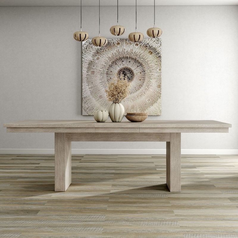 Furniture of America Yetaria Modern Farmhouse Natural 94-inch Solid Wood Extendable Dining Table
