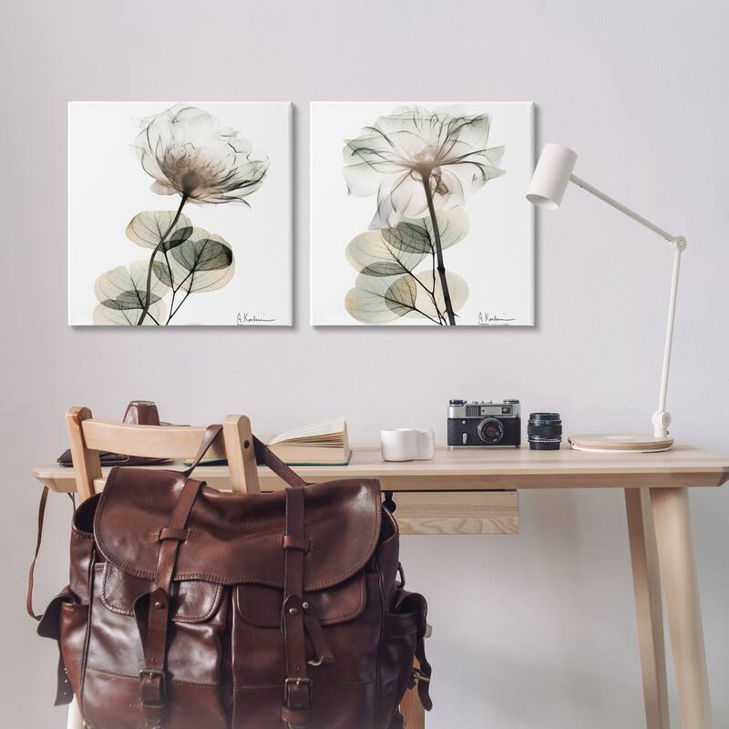 Stupell Cream Transparent Floral Canvas Wall Art Design By Albert Koetsier (Set of 2)
